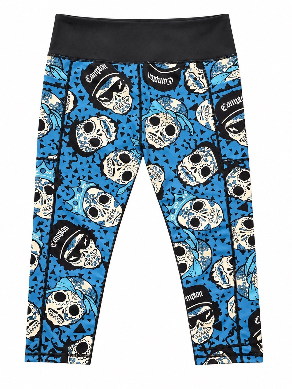 CVG Constantly Varied Gear Rap Legends Skull Capri Leggings Blue Medium M